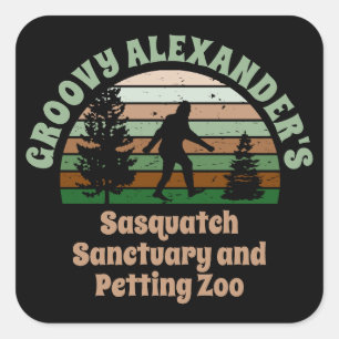 Personalised Funny Sasquatch Sanctuary Square Stic Sticker