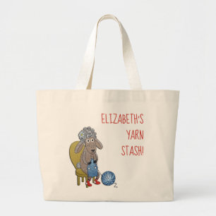 Personalised Funny Sheep Knitter with yarn Large Tote Bag