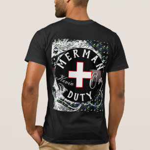 Personalised Funny Single Merman on Duty Lifeguard T-Shirt