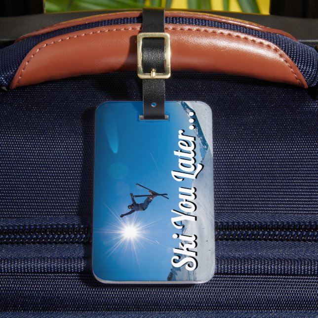 Personalised Funny Skiing | Travel Luggage Tag (Front Insitu 2)