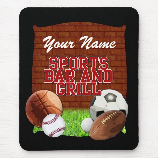 Personalised Funny Sports Bar and Grill Mouse Mat (Front)