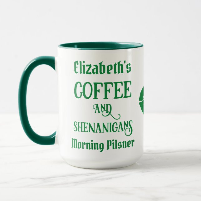 Personalised Funny St Patrick's Day Green Lips Mug (Left)