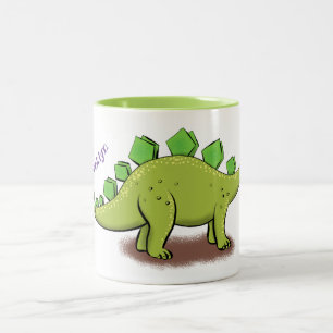 Personalised funny stegosaurus dinosaur cartoon Two-Tone coffee mug