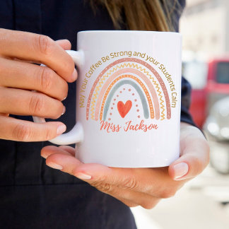 Personalised Funny Teacher Quote Boho Rainbow Coffee Mug