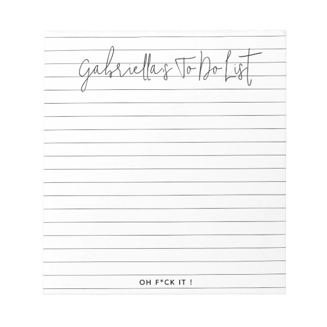 Personalised Funny To Do List Lined  Notepad (Front)