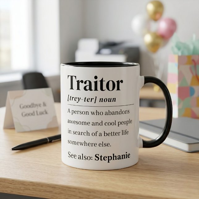 Personalised Funny Traitor Definition Farewell Mug (Creator Uploaded)