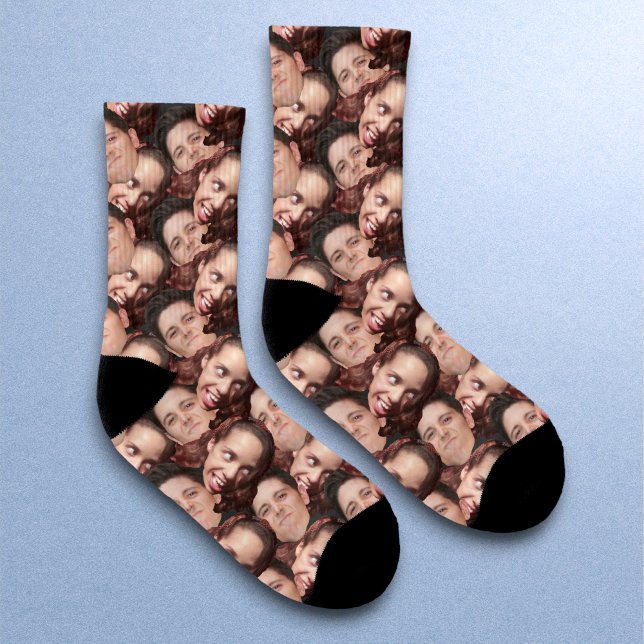 Personalised Funny Two (2) Faces Photo Face Socks (Creator Uploaded)