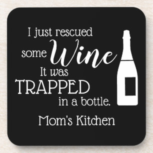 Personalised Funny Wine Lover Quote Mum Kitchen Coaster