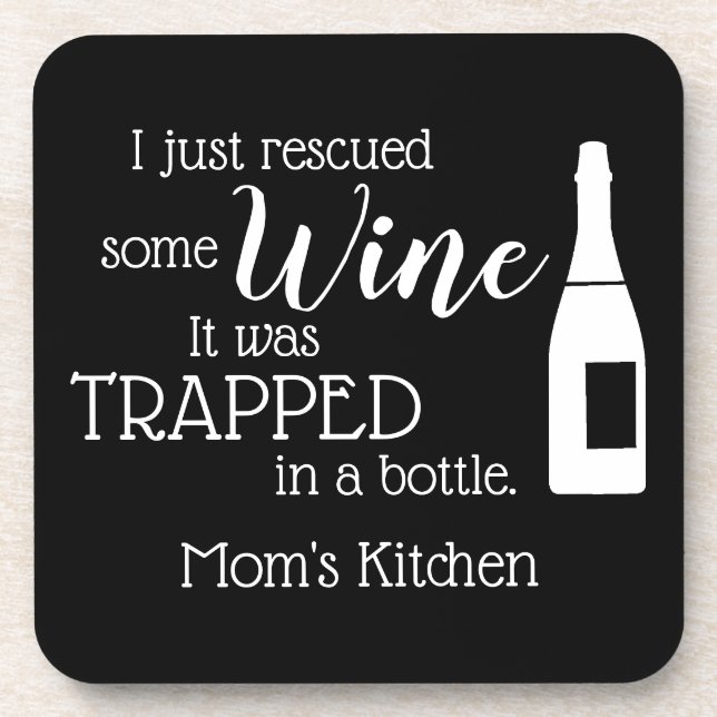 Personalised Funny Wine Lover Quote Mum Kitchen Coaster (Front)