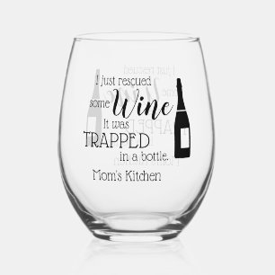 Personalised Funny Wine Lover Quote Mum Kitchen Stemless Wine Glass
