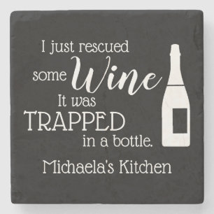 Personalised Funny Wine Lover Quote Mum Kitchen Stone Coaster