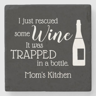 Personalised Funny Wine Lover Quote Mum Kitchen Stone Coaster