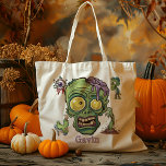 Personalised Funny Zombie Boy Trick Or Treat Candy Tote Bag<br><div class="desc">Make Halloween a blast with our Personalised Funny Zombie Boy Trick Or Treat Candy Tote Bag! This delightful tote bag features a humourous zombie boy design that’s sure to bring a smile to your little one’s face. Perfect for collecting all their Halloween goodies, this bag is as functional as it...</div>
