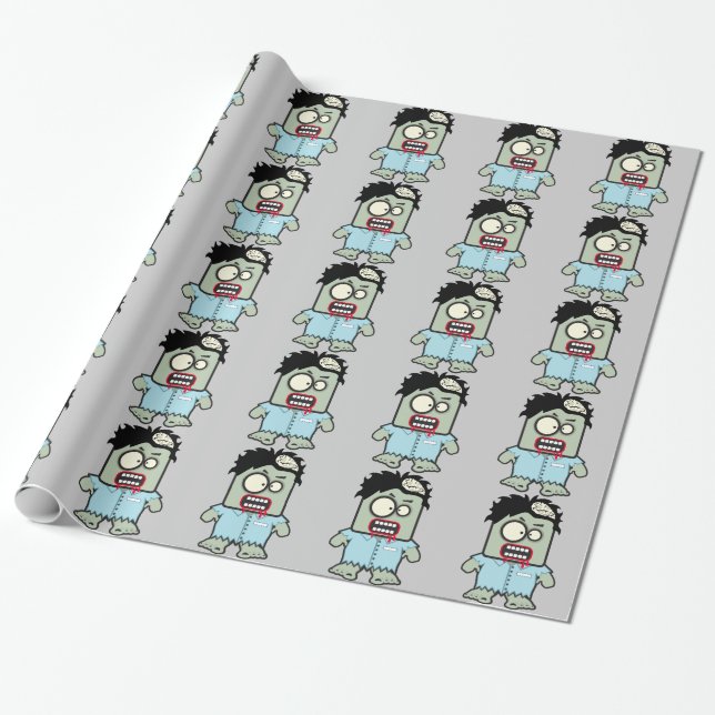 Personalised FUNNY ZOMBIE cartoon Wrapping Paper (Unrolled)
