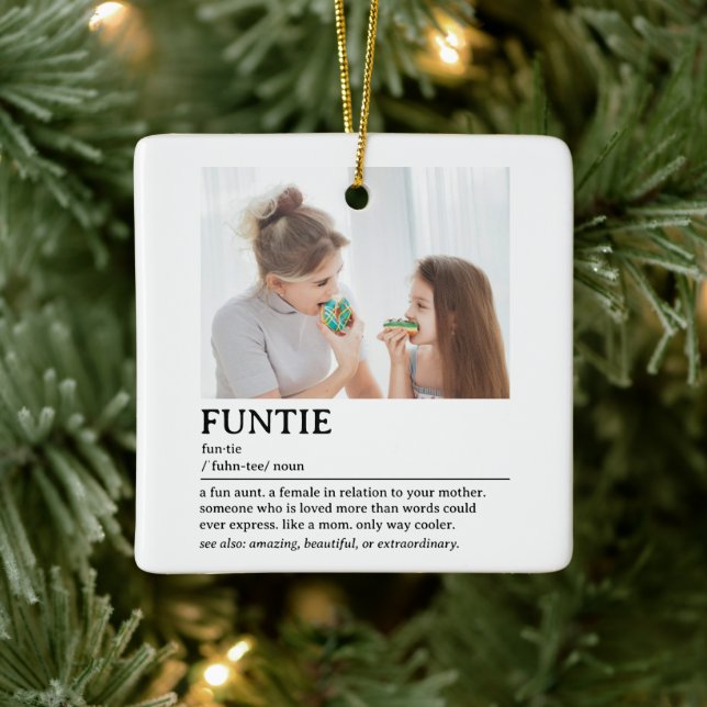 Personalised Funtie Definition Quote Ceramic Ornament (Tree)