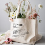 Personalised Funtie Definition Quote Large Tote Bag<br><div class="desc">This Funtie definition quote design is the perfect way to celebrate the special bond your sister shares with your child as a "Fun Aunt". This design is something that not only brightens her life but also captures the unique joy and love she brings to your family. Whether it's for a...</div>