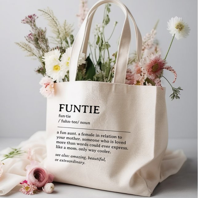 Personalised Funtie Definition Quote Large Tote Bag (cool gift for aunt)