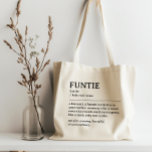 Personalised Funtie Definition Quote Tote Bag<br><div class="desc">This Funtie definition quote design is the perfect way to celebrate the special bond your sister shares with your child as a "Fun Aunt". This design is something that not only brightens her life but also captures the unique joy and love she brings to your family. Whether it's for a...</div>