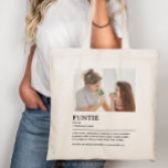 Personalised Funtie Definition Quote Tote Bag<br><div class="desc">This Funtie definition quote design is the perfect way to celebrate the special bond your sister shares with your child as a "Fun Aunt". This design is something that not only brightens her life but also captures the unique joy and love she brings to your family. Whether it's for a...</div>