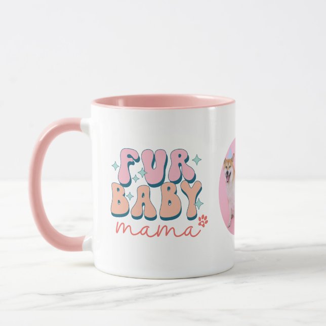 Personalised Fur Baby Mama Mug Retro Pink (Left)