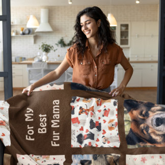 Personalised Fur Mama Akita Photo Collage Quilt Fleece Blanket