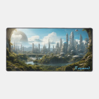 Personalised Future City Landscape Desk Mat 