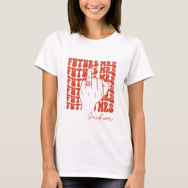 Personalised Future Mrs Last Name Bold Bride T-Shirt (Front)