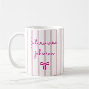 Personalised Future Mrs Stripe Engaged Bride to Be Coffee Mug