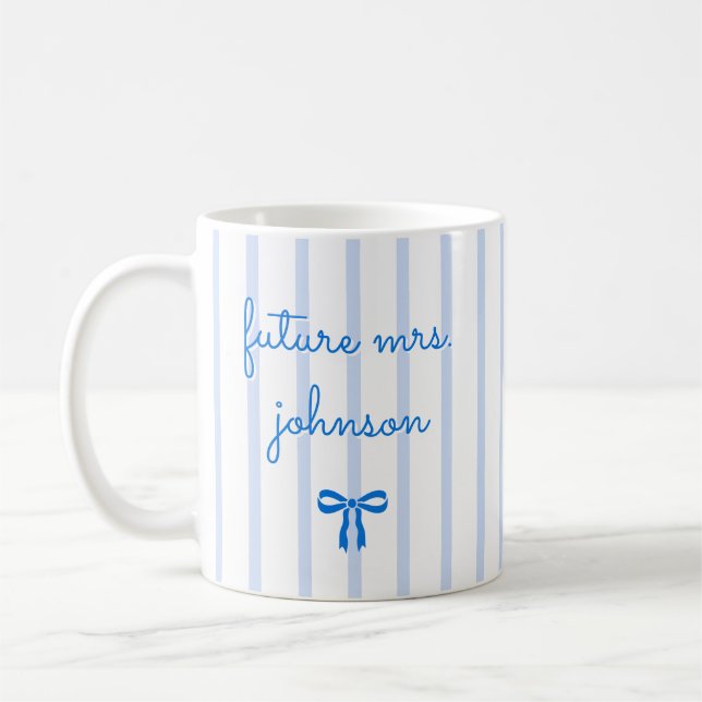 Personalised Future Mrs Stripe Engaged Bride to Be Coffee Mug (Left)