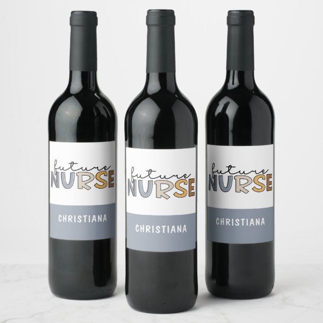 Personalised Future Nurse | Nursing Student Gifts Wine Label (Bottles)