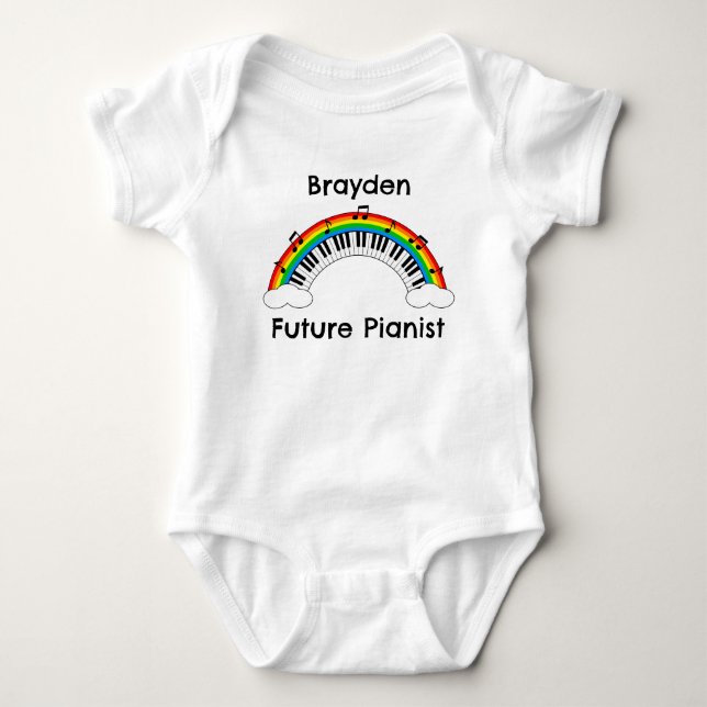 Personalised Future Pianist Rainbow Baby Bodysuit (Front)