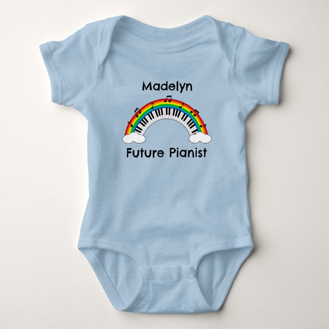 Personalised Future Pianist Rainbow Baby Bodysuit (Front)