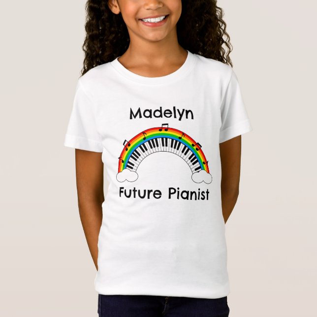 Personalised Future Pianist Rainbow Kids Shirt (Front)