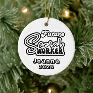Personalised Future Social Worker Ceramic Tree Decoration