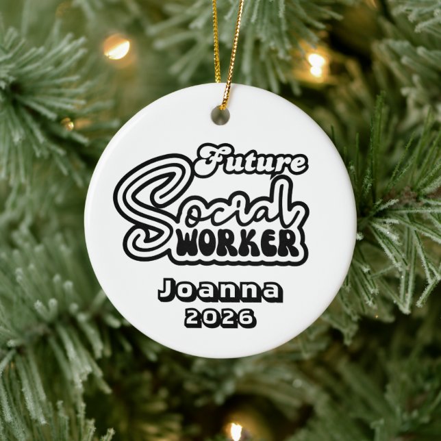 Personalised Future Social Worker Ceramic Tree Decoration (Tree)