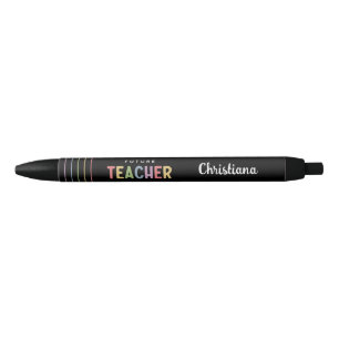 Personalised Future Teacher Colourful Gift Black Ink Pen