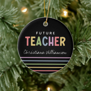 Personalised Future Teacher Colourful Gifts Ceramic Tree Decoration