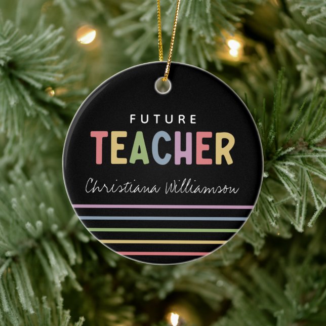 Personalised Future Teacher Colourful Gifts Ceramic Tree Decoration (Tree)