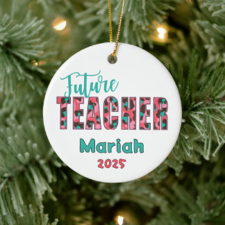 Personalised Future Teacher Leopard Print Ornament