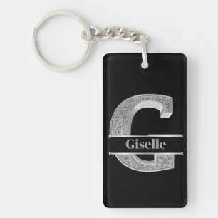 Personalised G Initial Silver Monogram Your Name Key Ring