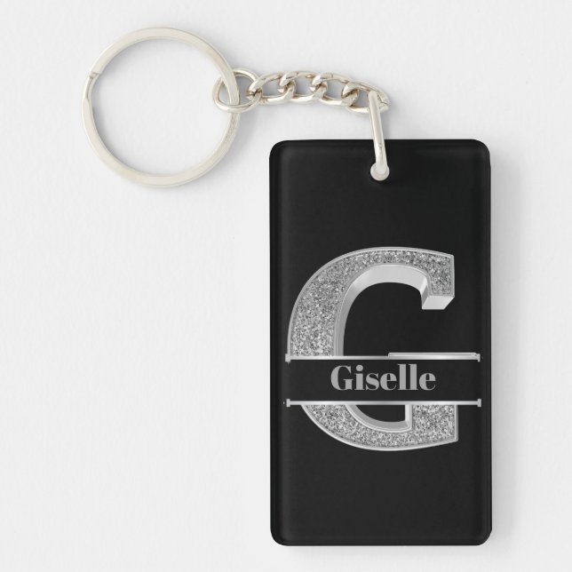 Personalised G Initial Silver Monogram Your Name   Key Ring (Front)
