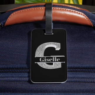 Personalised G Initial Silver Monogram Your Name Luggage Tag