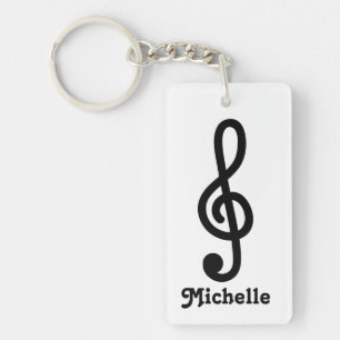 Personalised G Treble clef music note keychain