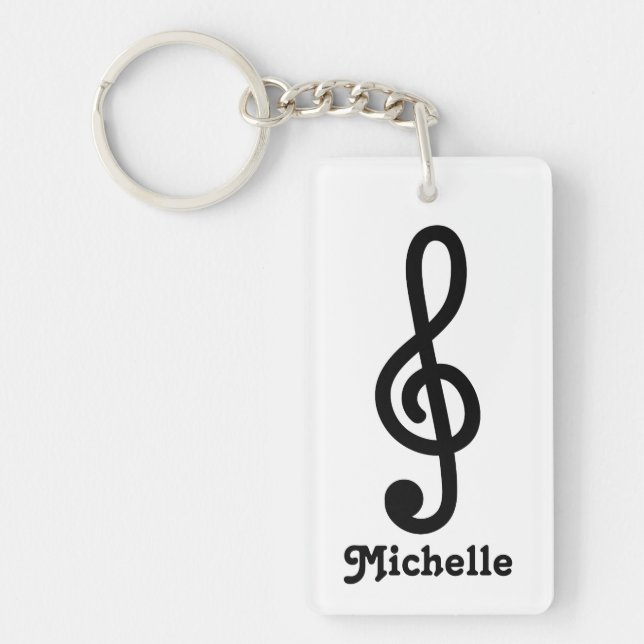 Personalised G Treble clef music note keychain (Front)