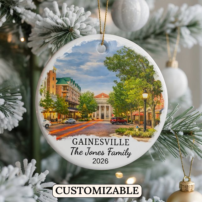 Personalised Gainesville Ornament, Custom Florida Ceramic Tree Decoration (Creator Uploaded)