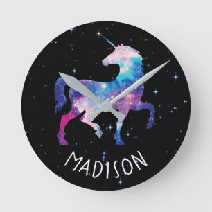 Personalised Galaxy Unicorn Round Clock