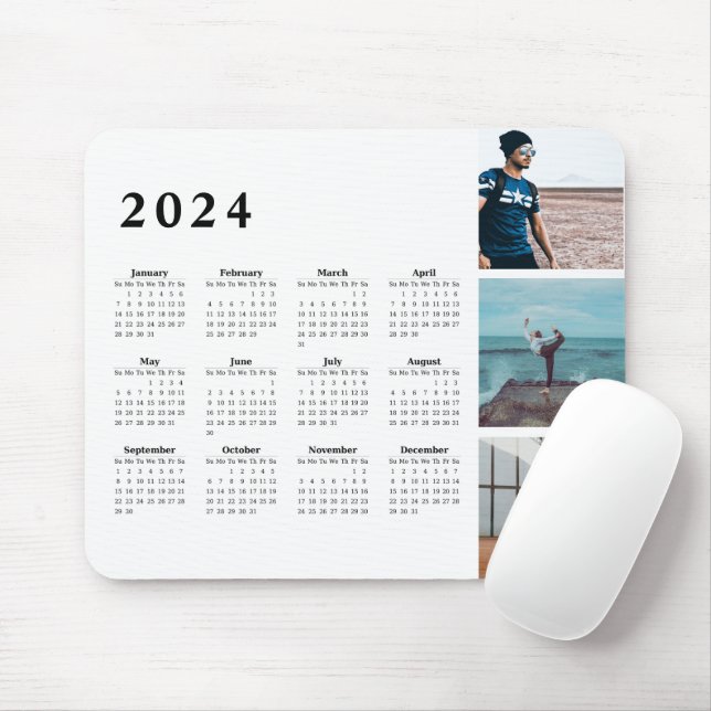 Personalised Gallery 2024 Calendar Mouse Mat (With Mouse)