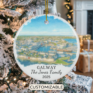 Personalised Galway Ornament, Ireland Ceramic Tree Decoration