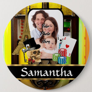 Personalised gambler 6 cm round badge