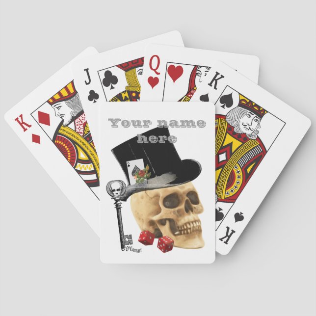 Personalised gambler gothic  skull playing cards (Back)